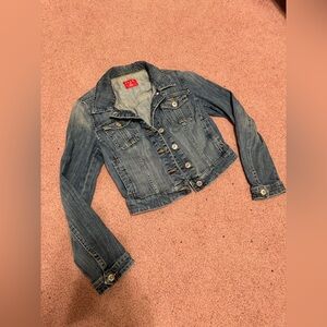 Xs Elle denim jean jacket coat short buttons vintage pockets